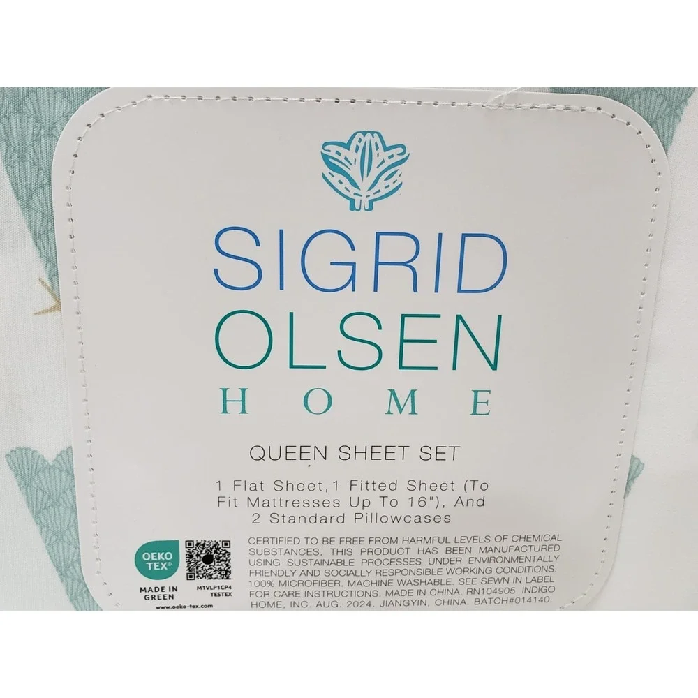 QUEEN SHEET SET Starfish Seashells Coastal Sigrid Olsen beach nautical christmas
